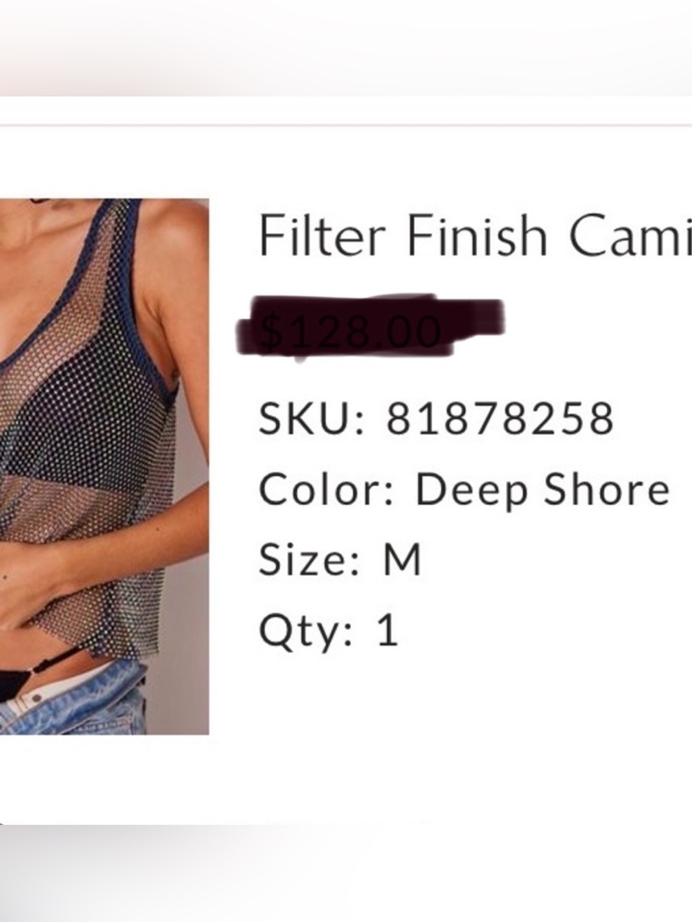 Free People Navy Mesh Tank Top